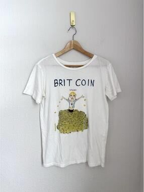 Unfortunate Portrait U.P. "Brit Coin" White Short Sleeve T-Shirt Size Large
